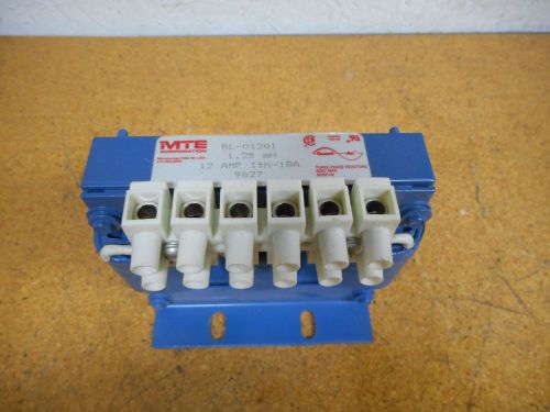 MTE Corp RL-01201 Line Reactor 1.25mH 12A Ith-18A 600V 50/60Hz Gently Used