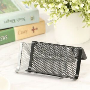 Meshed Metal Portable Business Card Display Stand, Desk Storage and Home Stand.