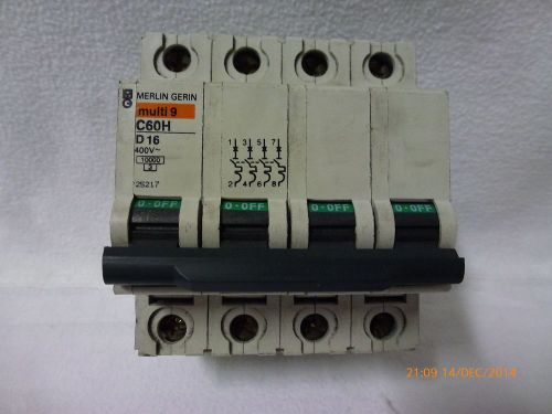 Merlin gerin c60h d16 400v 25217 4-pole circuit breaker good used condition for sale