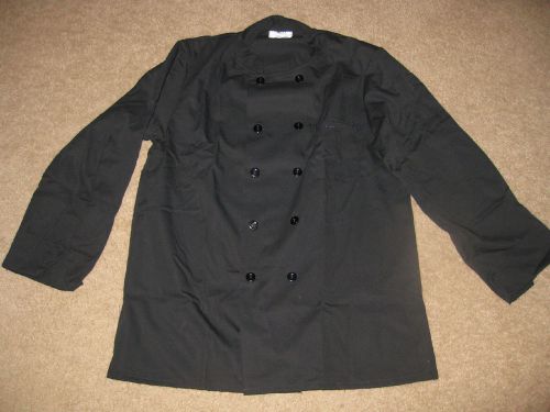 NEW CHEFS JACKET - 10 Button BLACK with Thermometer Pocket - Sizes 38, 42, 46 XL/2XL