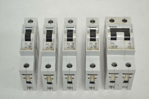 Lot 5 siemens assorted 5sx21-c2 5sx22-c16 230/400v-ac circuit breaker b352502 for sale