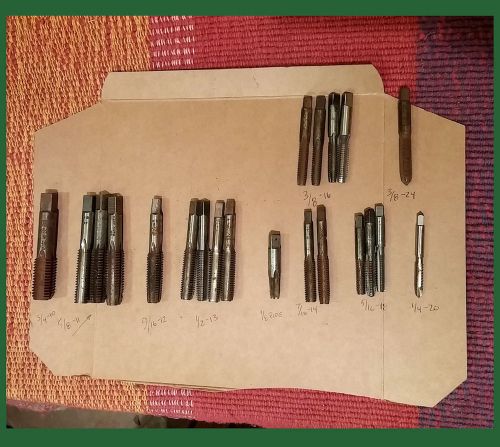 21-lot mixed used taps ~tap set common sizes .75-.25&#034; ~ fine/coarse 3 left hand for sale