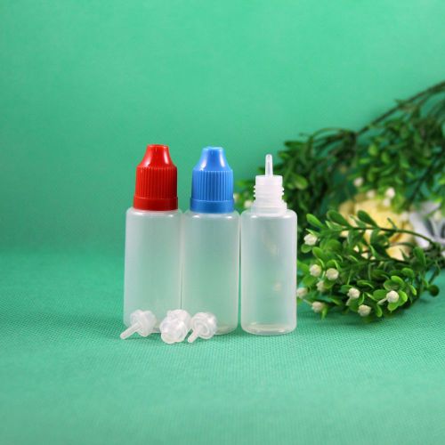 100-Pack of 20mL LDPE Plastic Child-Resistant Dropper Bottles with Long, Thin Tips for E-Juice and Vapor