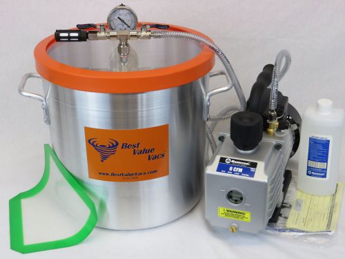 Silicone Degassing Kit: 5 Gallon Vacuum Chamber and 6 CFM Single Stage Pump