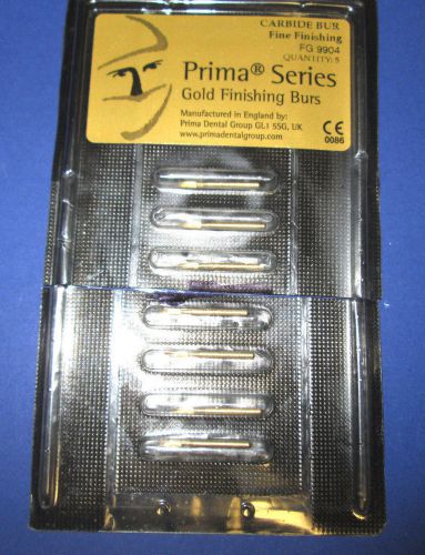 7 count carbide burrs with fine finishing capabilities in the Prima series, named as #9904 FG GOLD Needles.