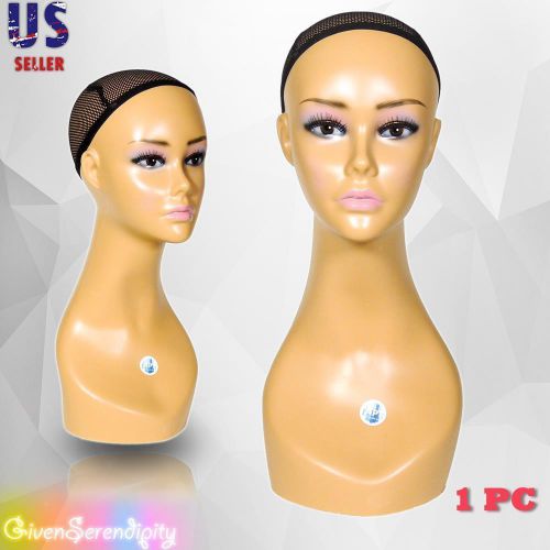 Lifesize Display Head for Wigs and Hats - Realistic Plastic Female Mannequin (18