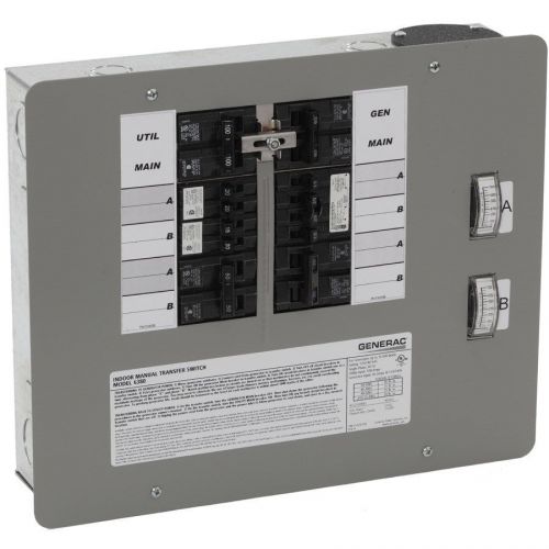 Manual Indoor Generator Transfer Switch - Generac 50-Amp, 12 to 16 Circuit