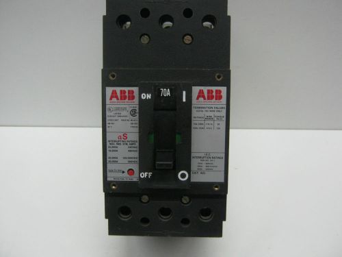 Used, abb type es, uxab-727131-r117, 3-pole 70-amp, circuit breaker for sale