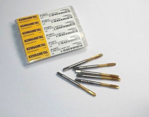 6 Qty KENNAMETAL HSS-E TiN coated UNC Plug Spiral Point Taps with 8-32 H3 thread size and 3 flutes, labeled with product code 2099.