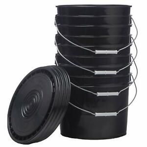 Black HDPE 3.5 Gallon Bucket with Lid - Premium Hudson Exchange (Pack of 4)