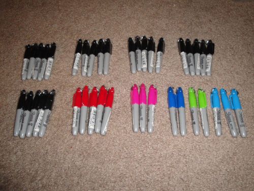 Assorted Pack of 40 Mini Sharpie Markers - 25 Black and 15 Various Colors