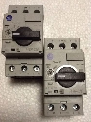 Allen bradley 140m-c2e-b16 ser c circuit breaker 1.6 amp lot of 2 controls for sale