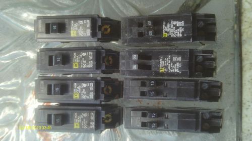 LOT OF 5 15 AMP SQUARE D ELECTRIC CIRCUT BREAKERS SQUARE D NEW IN BOX 120 V 60HZ