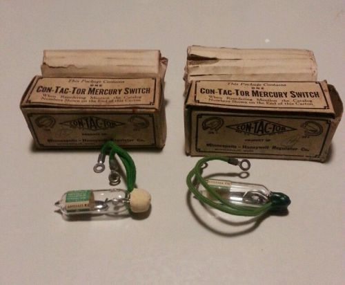 Box containing 2 Honeywell Con-Tac-Tor Mercury Tilt Switches with AS454A15 and AS454A14 KQ Leads.