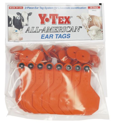 25 bags of New YTEX Medium Blank Cow/Calf 2 pc All American Ear Tags