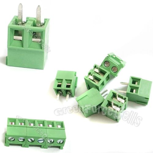 200 pcs 2 pin 3.81mm pcb universal screw terminal block connector 150v 9a green for sale