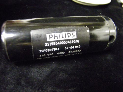 Start Capacitor with Motor, 53-64MFD and 330VAC 60Hz by Philips