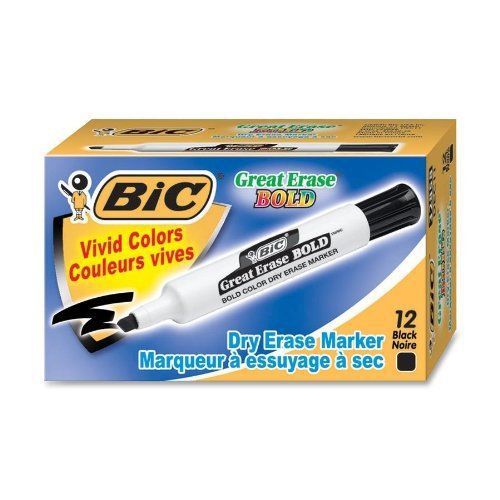 Dec11blk Chisel Point Marker with Bold Erasing Ability by Bic.