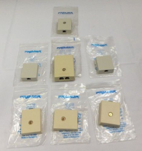 Lot of 7 Mixed Premier Surface Connection Line Sprint RJ-11 Phone Jacks for Telephones.