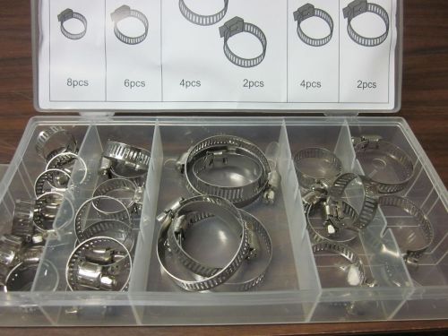 Assortment Kit of 26 Industrial Stainless Steel Hose Clamps with Worm Drive - SSHC26G