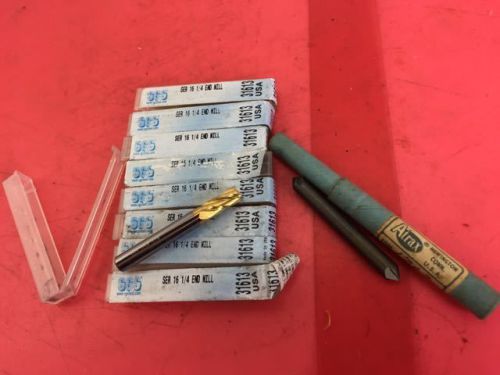 Lot of 9 sgs 1/4&#034; carbide end mills, new + countersink free shipping no reserve! for sale
