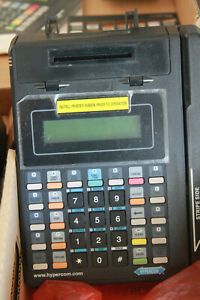 Lot 2 of pre-owned Hypercom TP7-T credit card terminals with original power cords.