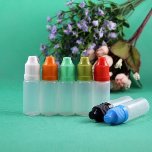 E Juice Childproof Dropper Bottle - 100 pack of 10 ML LDPE Plastic Bottles with Long Thin Needle Tip
