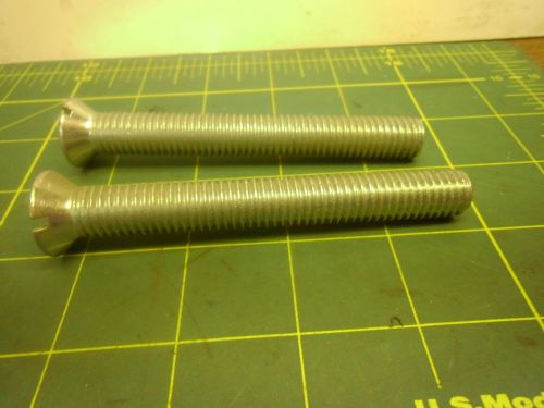 Two pieces of J53432 1/2-13x4 flat slotted head machine screw bolts.
