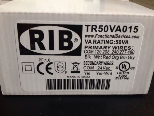Functional Devices Inc's RIB TR50VA015 Voltage Transformer, Input 480/277/240/208/120V, Output 24V.