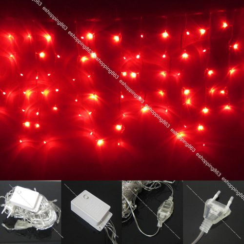 10ft 100 leds red curtain icicle led string fairy light for xmas decoration for sale