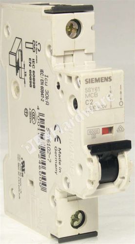Quantity of New Siemens 5SY6102-7 Miniature Circuit Breaker, 2-Pole, 2A, Curve C, Diameter 70mm
